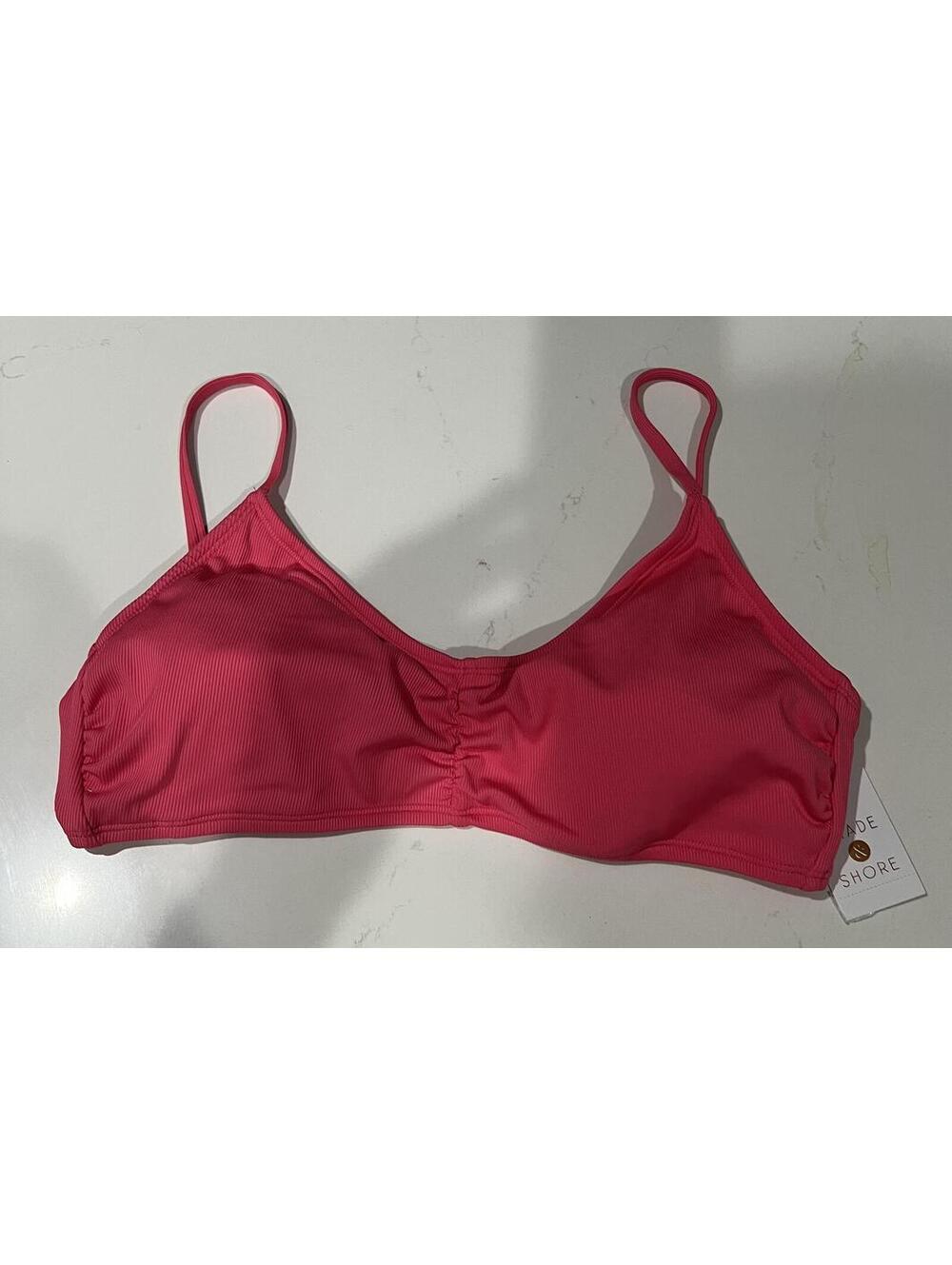 Shade & Shore Women's Size Shirred Ribbed Bralette Bikini Top XS (0-2) in rust